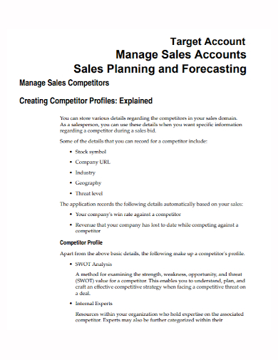 sales forecasting target account plan