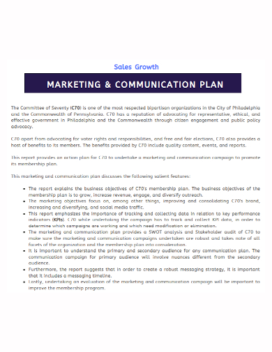 sales growth communication plan