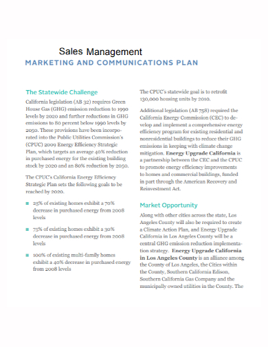sales management communication plan