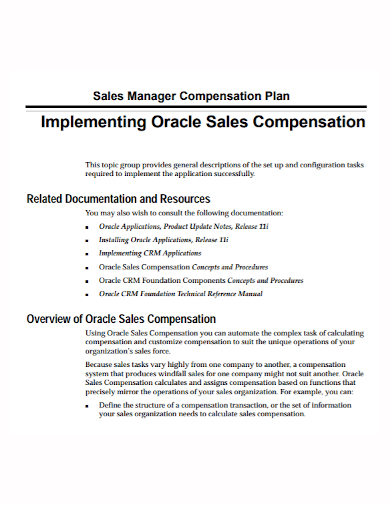 sales manager implementation compensation plan