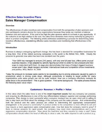 sales manager incentive compensation plan
