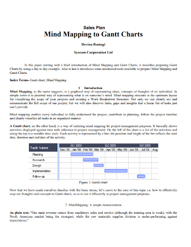 sales plan mind map gantt chart
