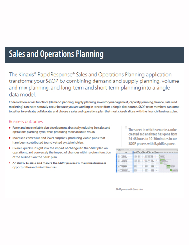 sales and operations plan gantt chart