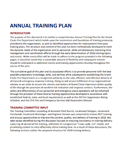 sample annual training plan