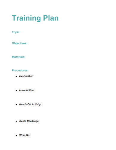 sample blank training plan