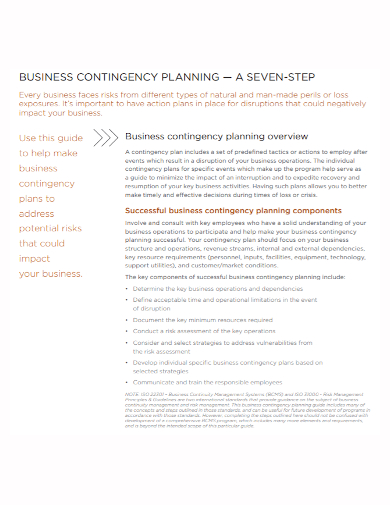 sample business contingency plan