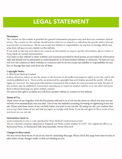 sample legal statement