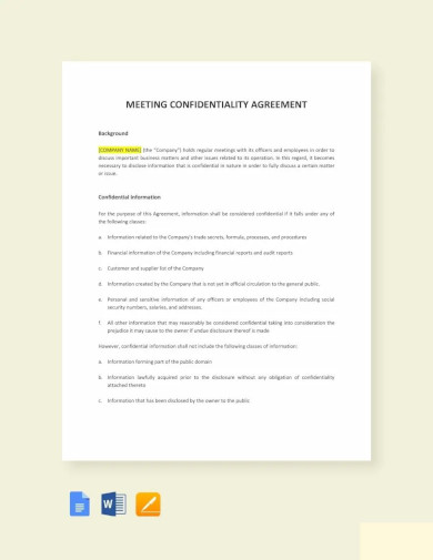 sample meeting confidentiality agreement template
