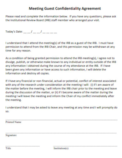 sample meeting guest confidentiality agreement template