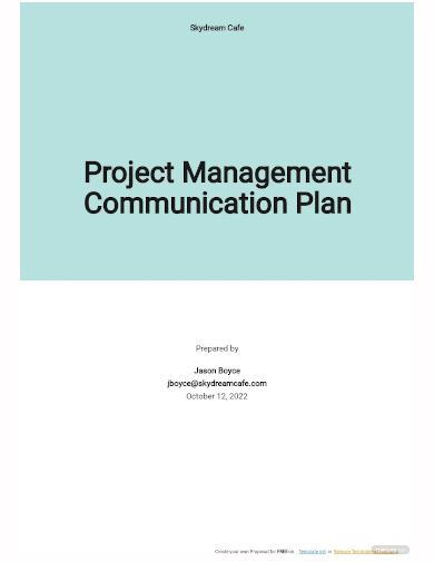 sample project management communication plan template