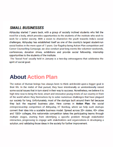 sample small business action plan