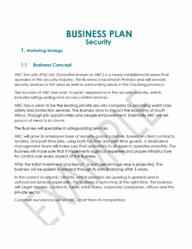 security company marketing business plan