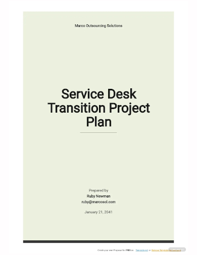 service desk transition project plan template