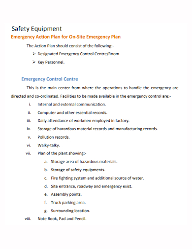 site safety emergency action plan