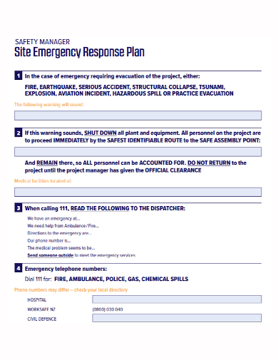 site safety emergency response plan