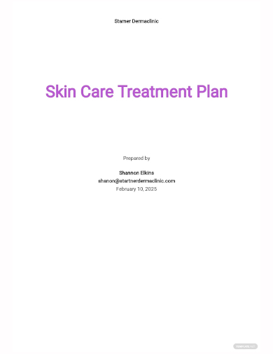 skin care treatment plan template