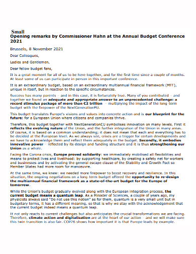 small annual conference budget