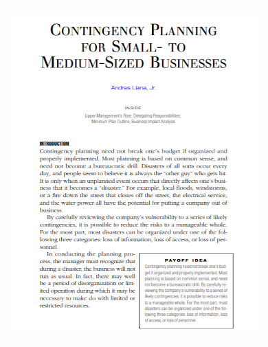 small business contingency plan