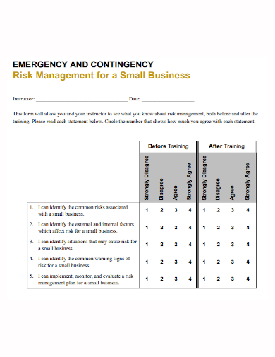 small business risk contingency plan