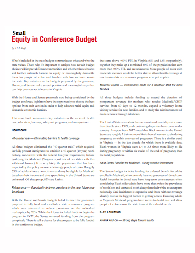 small equity conference budget