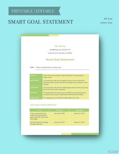 smart goal statement template