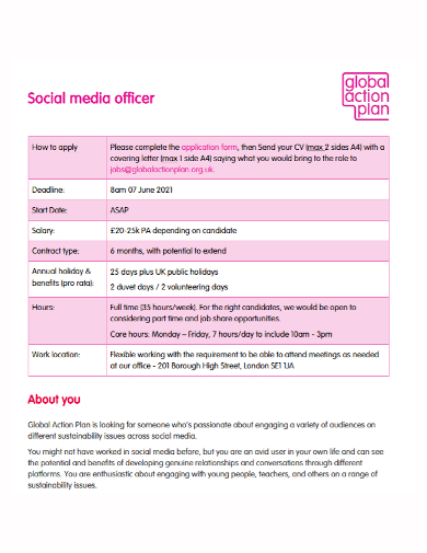 social media officer action plan