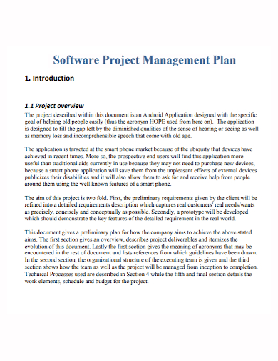 software project management plan
