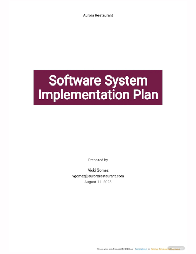 software system implementation plan template