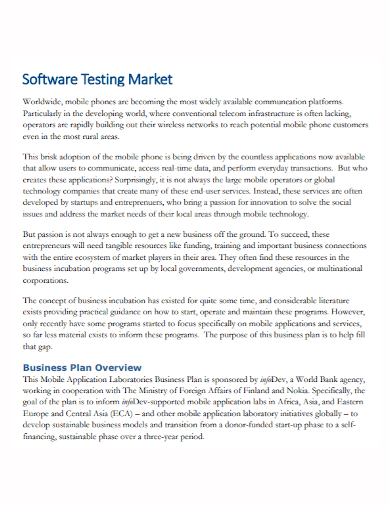software testing market business plan
