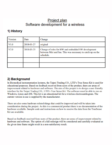 software wireless project plan