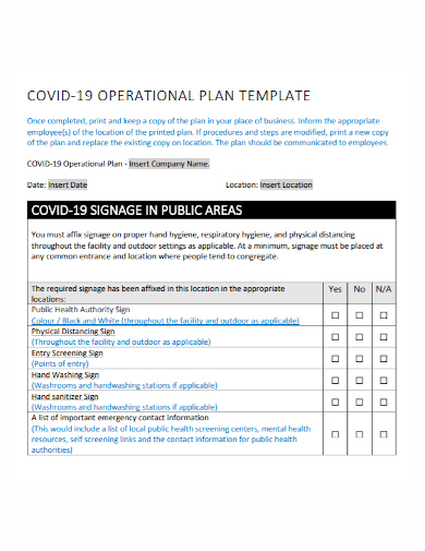 standard company operational plan