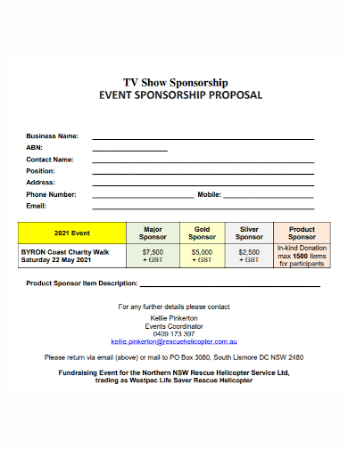 standard tv show sponsorship proposal