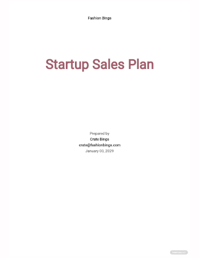 startup sales plan template