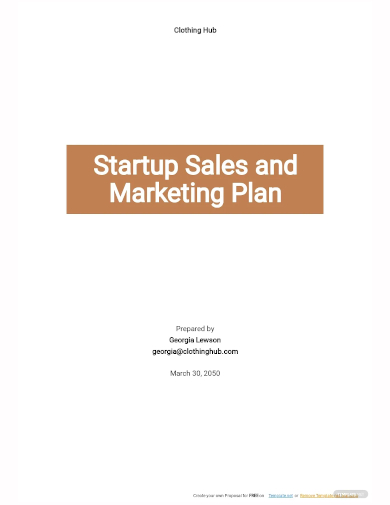 startup sales and marketing plan template