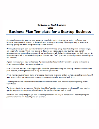 startup software sales plan
