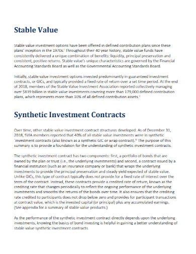 synthetic investment value contract