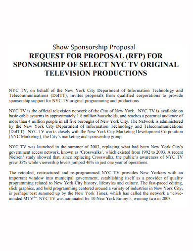 tv production show sponsorship proposal