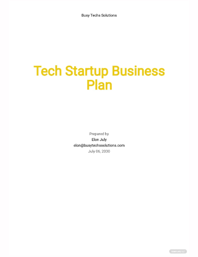 tech startup business plan template