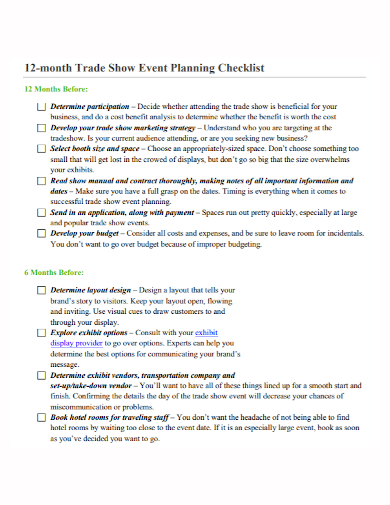 trade show event planning checklist