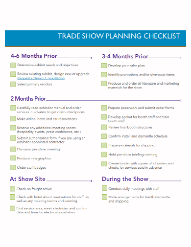 trade show planning checklist