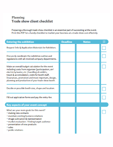 trade show planning client checklist