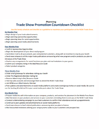 trade show promotion planning checklist