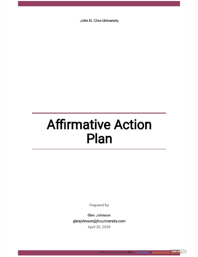 university affirmative action plan template