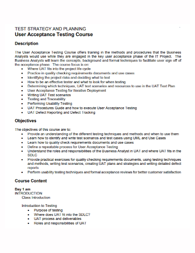 user acceptance test strategy plan