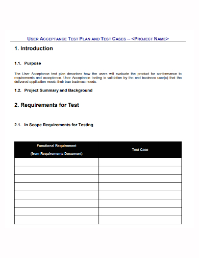user project acceptance test plan