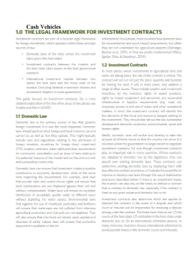 vehicle cash investment contract