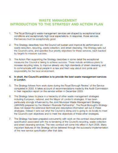 waste reduction strategy action plan