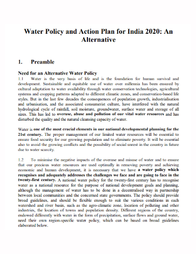 water policy action plan