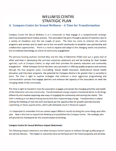wellness centre strategic plan