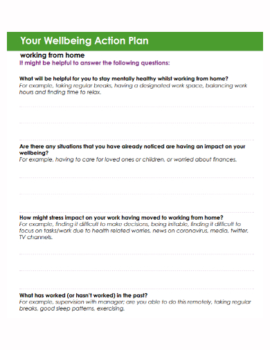 work from home wellbeingness action plan